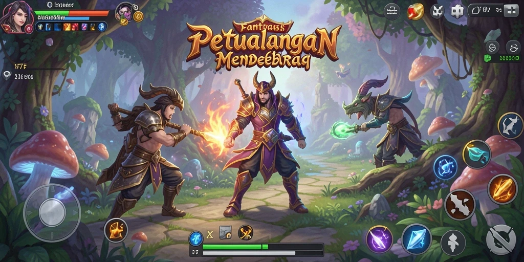 Tampilan gameplay 47F dengan pertempuran epik dan eksplorasi yang mendalam.