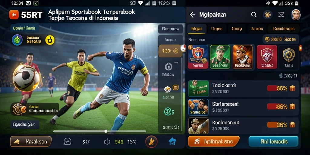 Tampilan utama aplikasi 55RT dengan fitur taruhan olahraga.