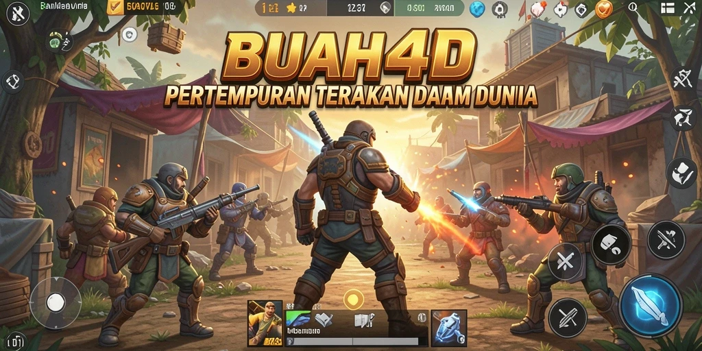 Gameplay seru BUAH4D di arena pertempuran Battle Royale.