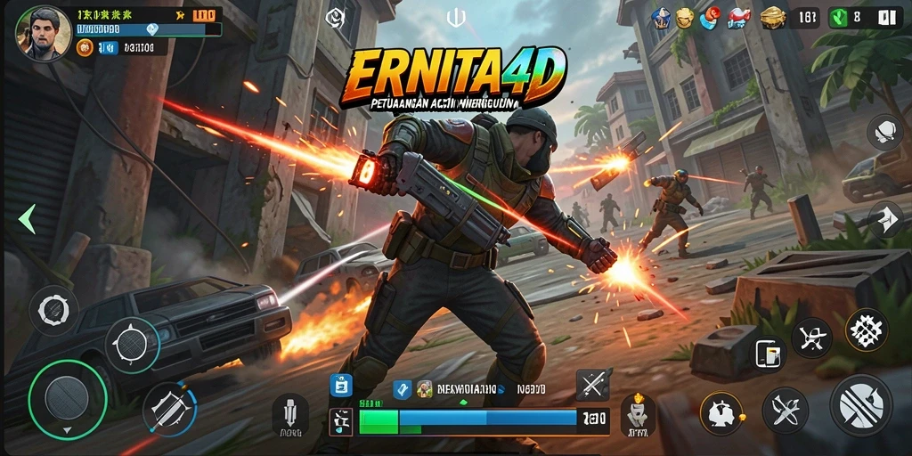 Tampilan gameplay seru dalam ERNITA4D yang menampilkan aksi mendebarkan.