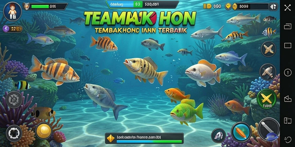 Tampilan gameplay seru di HARAPJP saat menangkap ikan.