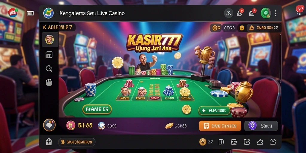Gameplay seru KASIR777 dengan dealer langsung dan interaksi pemain.