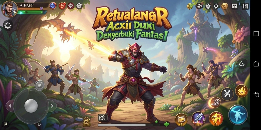 Screenshot KKRP menampilkan aksi pertarungan dinamis dalam dunia fantasi.