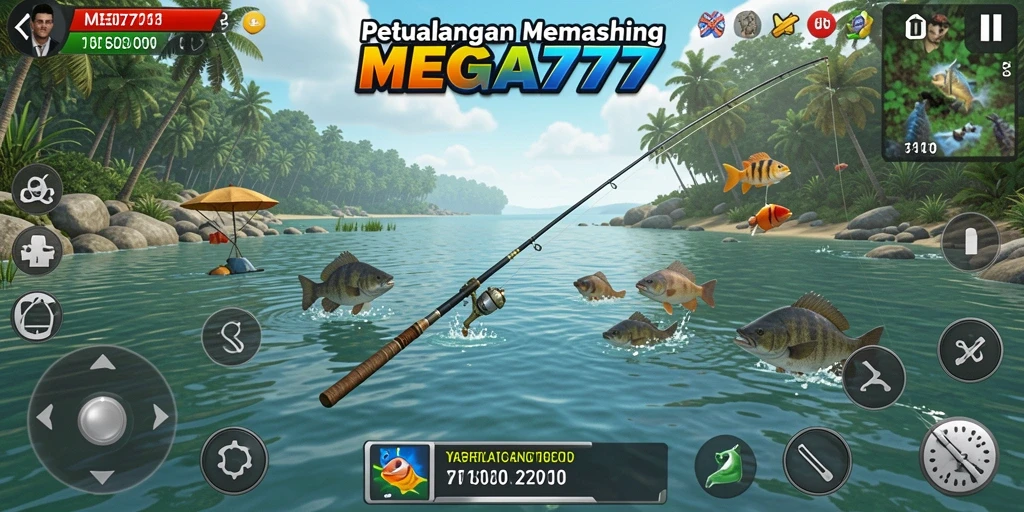 Menampilkan gameplay memancing yang seru dan menantang.