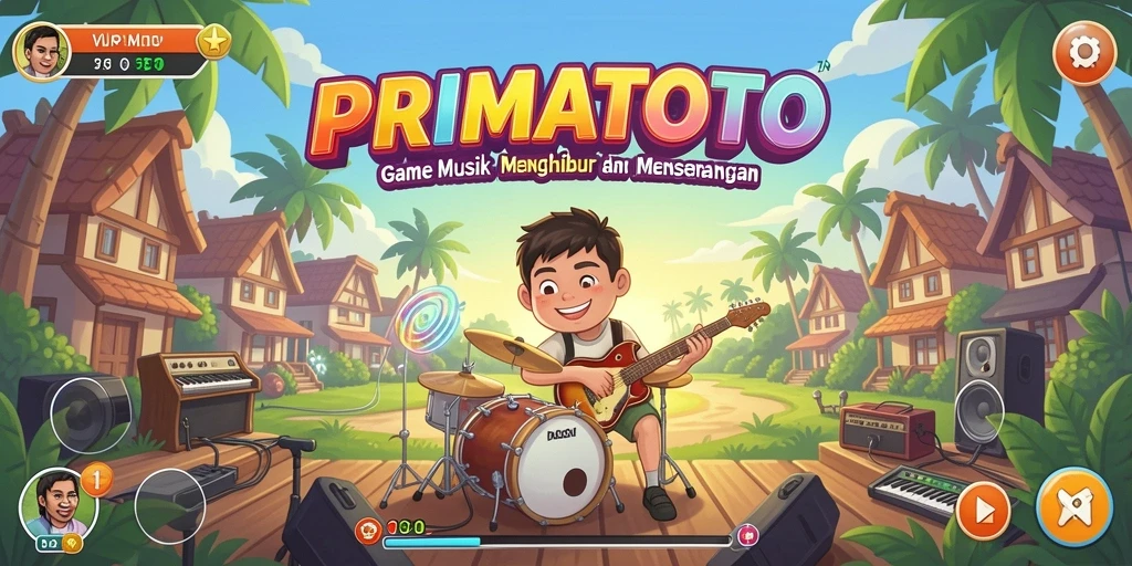 Tampilan gameplay menarik dari PRIMATOTO yang menghadirkan pengalaman musik yang interaktif.