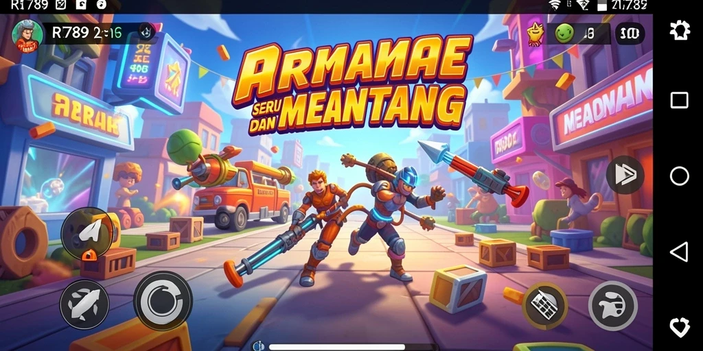 Tangkapan layar menampilkan aksi seru dalam game Arcade RR789 yang penuh warna.