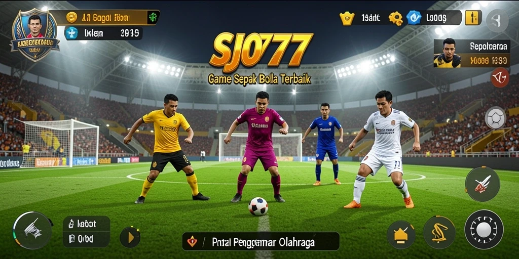 Tampilan gameplay SJO777 dengan aksi sepak bola yang seru.