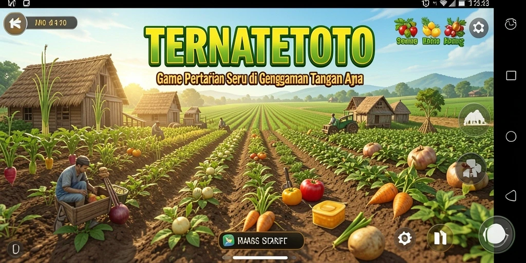 Gameplay seru TERNATETOTO menunjukkan pertanian yang aktif dan interaksi antar pemain.